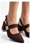 Bellamor Women's Satin Stone Buckle Thick Heeled Shoes - 4
