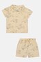 Toddlers Boy 2 Pcs Allover Print Polo Shirt And Short Set, Beige - 2