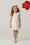 White Floral Applique Detailed Girls' Dress - Stylish Special Occasion and Party Evening Dress