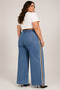 Plus Size Denim Sport Stripe Detailed Wide Leg Women's Trousers - 2
