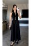 Black Halter Neck Dress with Gold Accessory Detail - 205369 - 2