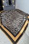 Square Model Leopard Pattern Silk Scarf Twill Shoulder Accessory Foulard