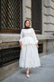 Women's Brode Lace Detail Waist Tie Skirt Suit White - 2