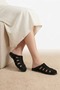 Rainy Black Suede Leather Women's Stone Slippers - 2