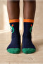 Children's Cute Monster Socks Navy Blue/Green