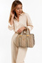 Light Mink Quilted Patterned Women's Hand and Shoulder Bag with Long Strap, Multi-Compartment, Daily Stylish Use - 2