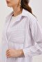 Women's Oversize Striped Cotton White Shirt - 3