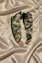 Women's Patterned Scarf Necklace with Pearls and Magnets, Stylish Neck Accessory (45 cm) - 3