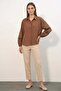 Women's Oversize Scallop Patterned Tan Shirt - 2