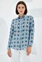 Women's Graphic Patterned Viscose Turquoise Shirt