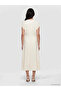 Ecru V-Neck Linen Blend Dress - 4