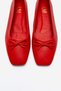 Sosa Red Leather Genuine Leather Blunt Toe Bowknot Women's Ballerina Shoes - 2