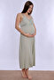 Cotton Rope Strap Maternity and Postpartum Nightgown with Breastfeeding Feature Effortt - Green - 7