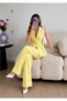 Waist-Tied Pleated Vest Trousers Blazer Suit - 2
