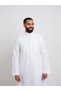 Men Classic Zippered Qalab Thobe, White - 55inches