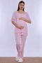 Adjustable Waist Elasticated Maternity Pajama Set with Dressing Gown Effortt - Pink - 6