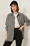 Women's Oversize Houndstooth Pattern Cotton Black and White Shirt - 5