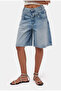 Women's Denim Color 4S6-32 Baggy Fit High Waist Design Denim Bermuda Shorts - 4