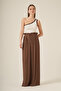 Women's Comfortable Fit Chiffon Pleated Trousers Mink 30700 - 2