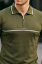 Men's Striped Casual Khaki Polo Collar T-Shirt - 5