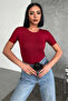 Comfortable and Stylish Short Sleeve Crew Neck Lycra Viscose Combed Cotton Body Burgundy () - 2
