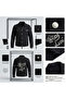 Women's Black Denim Jacket with Rhinestones on the Back - 4