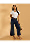 Women Navy Belted Wide Leg Jeans - 2
