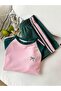 Children's Raglan Sleeve Ribbon Printed Striped Shorts-T-Shirt Summer Set - 3