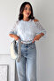 Women's Openwork Lace Blouse Half Sleeve Transparent Knitted Knitwear Top - 5
