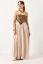 Women's Long Skirt with Side Zipper Pockets Beige - 3