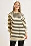 Women's Striped Crew Neck Tunic Black - 6