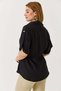 Women's Adjustable Waist Short Sleeve Shirt Black - 5