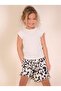 Girl's Heart Detailed Ribbed Combed Cotton Tshirt Beige - 2