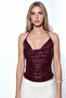 بلوزة قصيرة بياقة هالتر مزينة بالترتر من BUSEM - 5