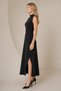 Women's Black Oysho Fabric Stand Collar Slit Design Sleeveless Midi Dress 77161 - 7