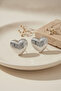 Women's White Color Striped Puffy Heart Earrings - Brass Bijouterie - 6