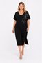 Women's Plus Size Black, V-Neck, Stone Detailed, Oversize Viscose Dress 65N39557 - 4