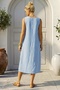 Light Blue Pool Collar Sleeveless Zippered Double Flap Pockets Casual 100% Linen Woven Dress 110 55 - 4