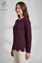 Women's Half Moon Patterned Laser Cut Embroidered Stoned Slit Lycra Mother Combed Cotton Blouse - 2