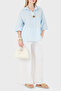 Button Detailed Classic Collar Linen Blouse Bluz 6617528 - 2