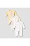 Pack of 3 Cotton Round Neck Long Sleeve Sleepsuit with Snap Button Closure