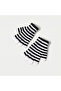 Solid Beanie Cap with Striped Gloves Set - 3