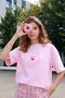 Women's Oversize T-Shirt Spicy Lips Printed Pink – Crew Neck, Comfortable Fit, 100% Cotton
