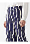 Lcw Modest Navy Blue Patterned Women's Trousers with Elastic Waist - 3
