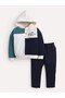 Boys Colour Block Hoodie Print & Jogger Pants Set - 2