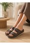 Women's Double Buckle Brown Slippers Anatomical Sole Daily Comfortable Summer Slippers - 3