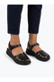 Genuine Leather Black Orthopedic Sandals Suitable for Heel Spurs, 3 cm Heel, Closed Toe Women's Sandals - 3