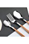 16PCS Stainless Steel Flatware, (Service for 4) Cutlery Set with Simulated Wooden Handles - 6