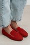 Misty Red Suede Genuine Leather Women's Loafer Shoes - 3