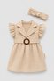 Beige Baby Dress with Belt Buckle - 2